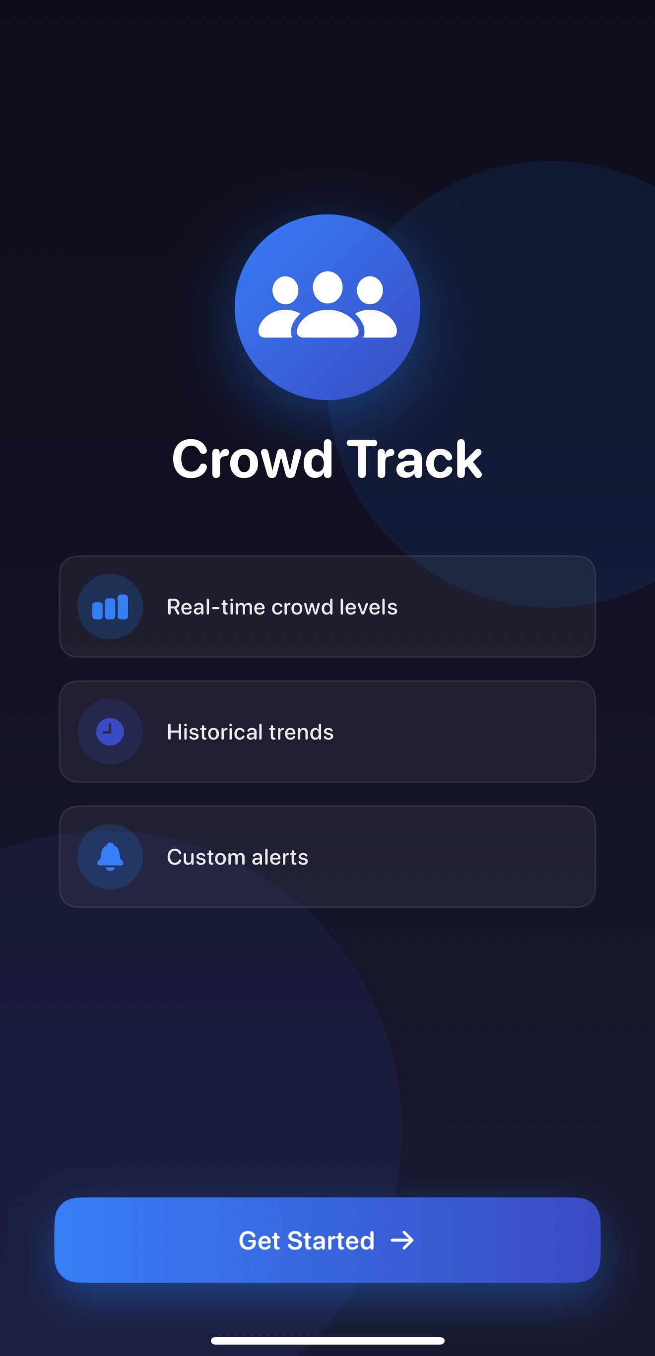 Crowd Track Welcome Page